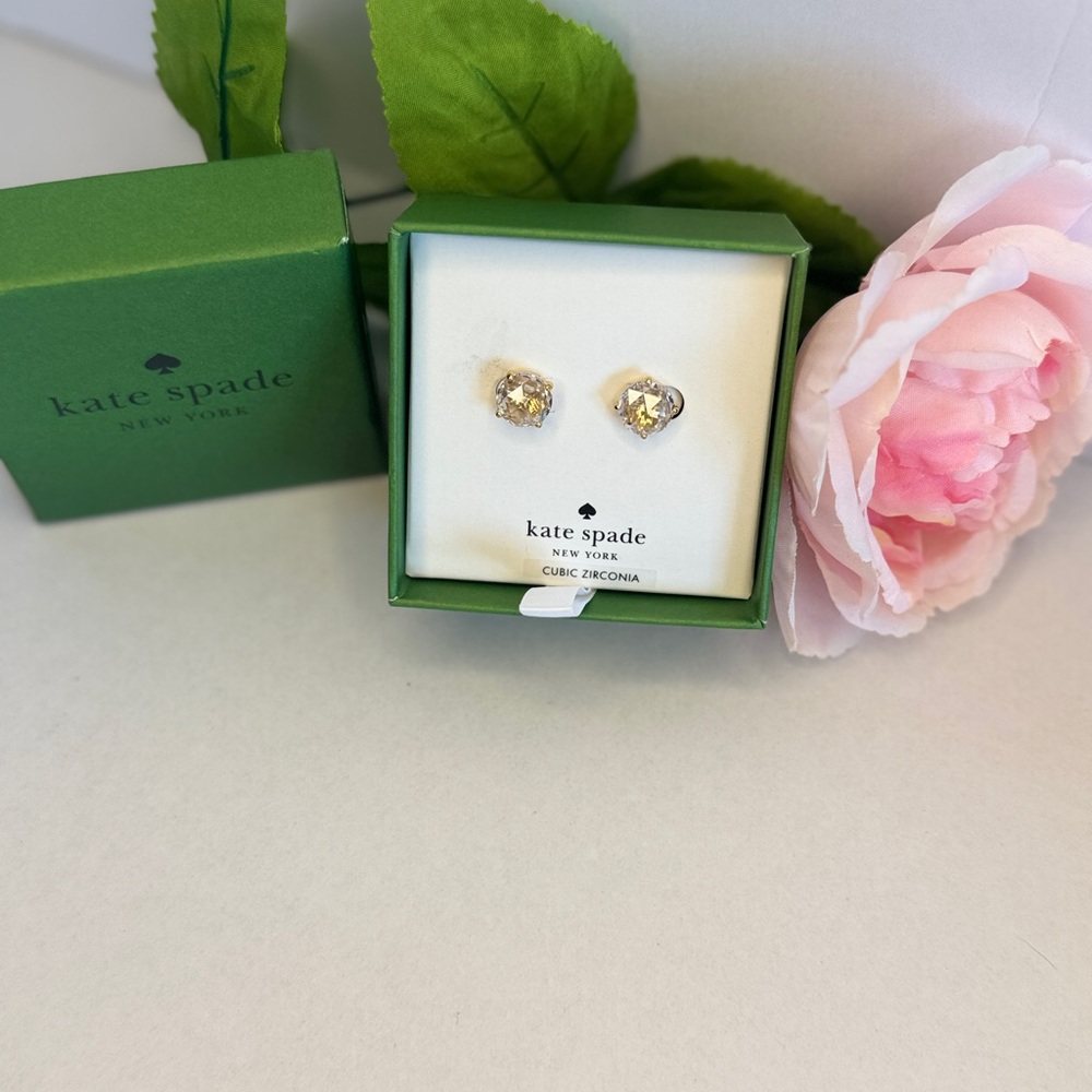 Kate Spade Beautiful Clear/Gold Stud Earrings - Picture 2 of 4